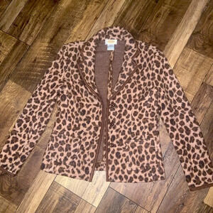 Talbots 100 percent merino wool cheetah blazer NWOT host pick casual fall knit